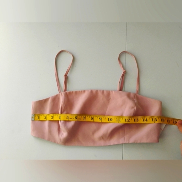 ASOS Design Smocked Back Bandeau Crop Top in Pink . Size 8 - Picture 7 of 13